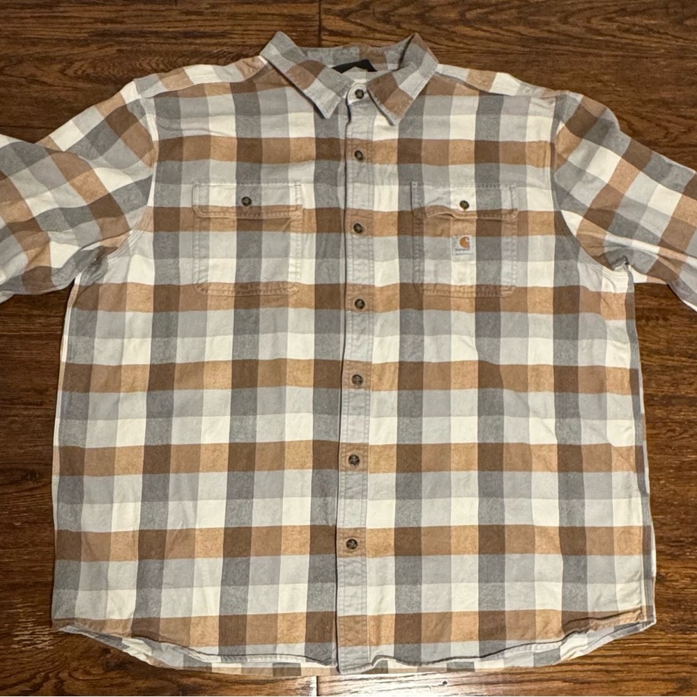 Men's Carhartt heavy flannel Shirt - Brown and Gray